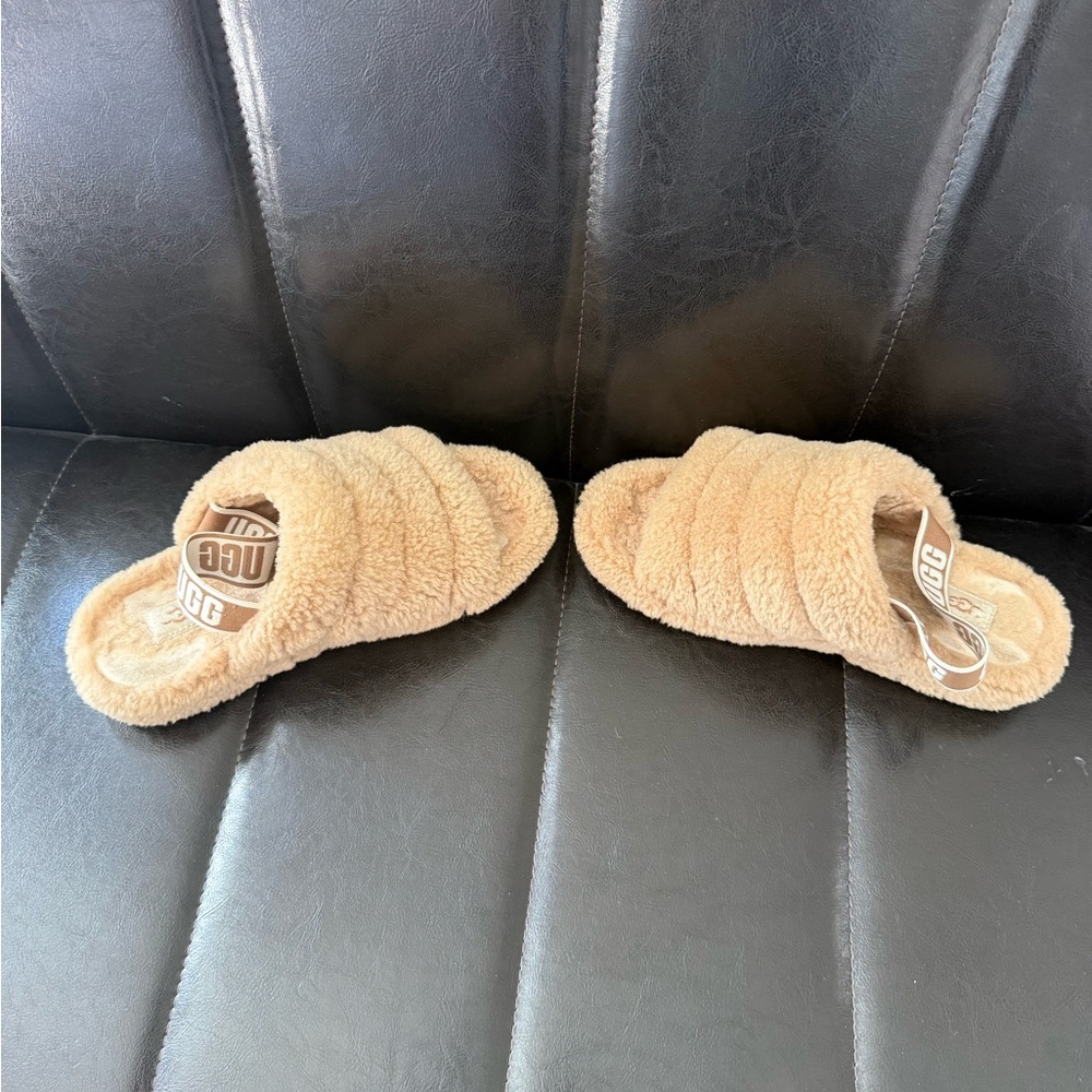UGG Beige Plush Slippers